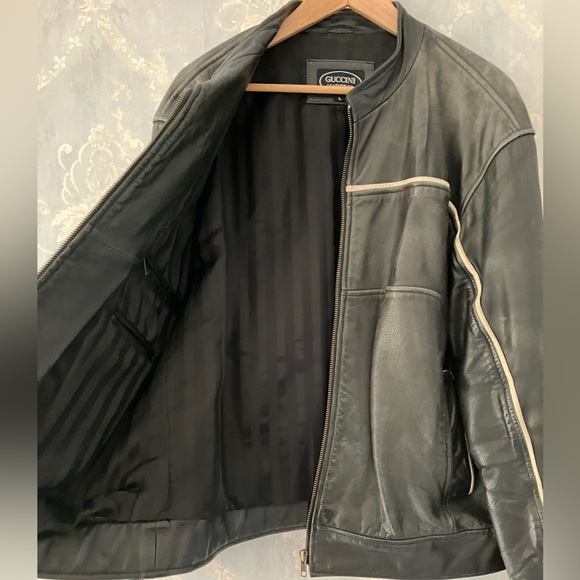 Mens Guccini Genuine Leather Bomber Jacket Size L - Picture 3 of 5